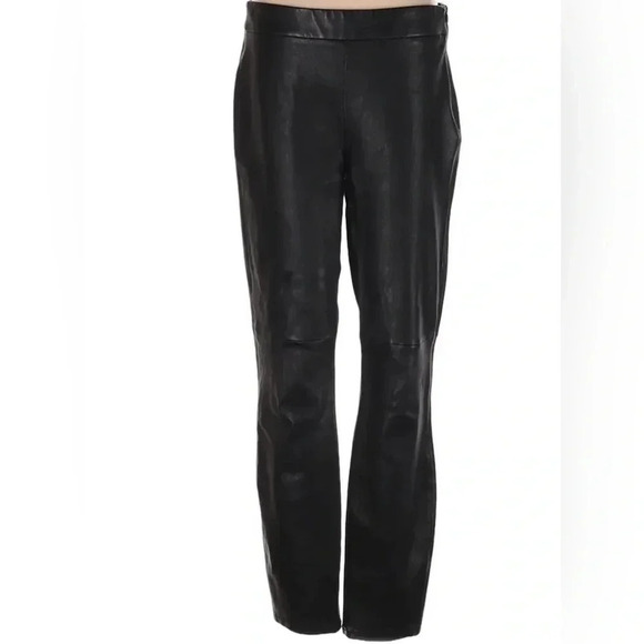 Talbots Collection Genuine Leather High Waisted button and Zip Front Pants - Picture 1 of 10